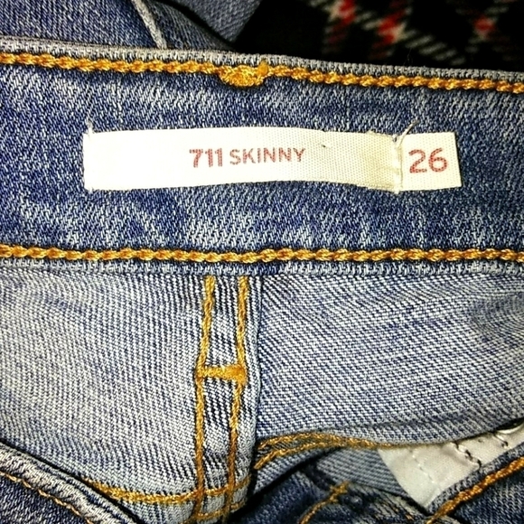 711 Levi's 26 Skinny Raw Cut Jeans 👖  26 x 25 - Picture 6 of 11